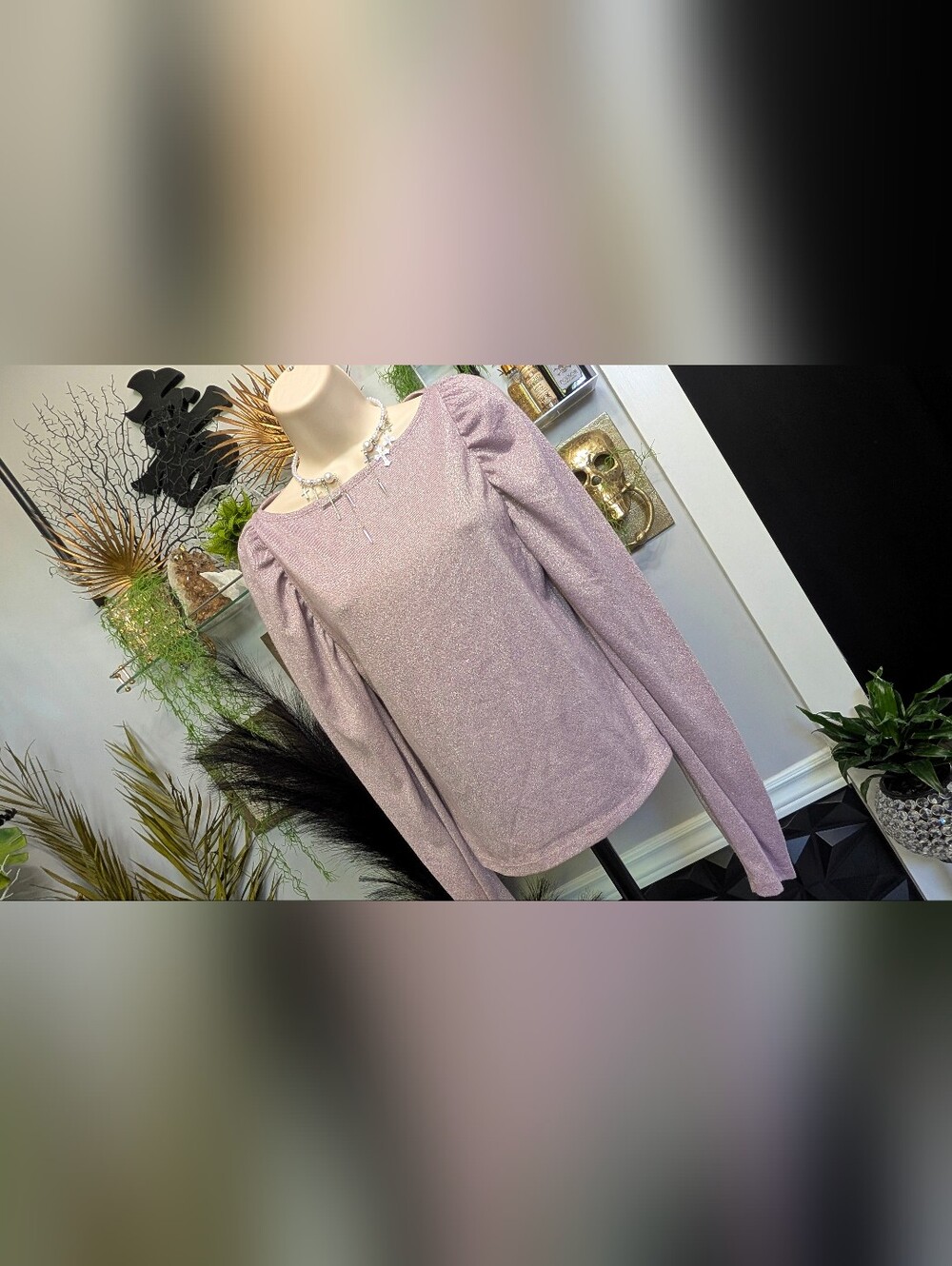 Hudson Gray Lavender Shimmer Rouched Top SM